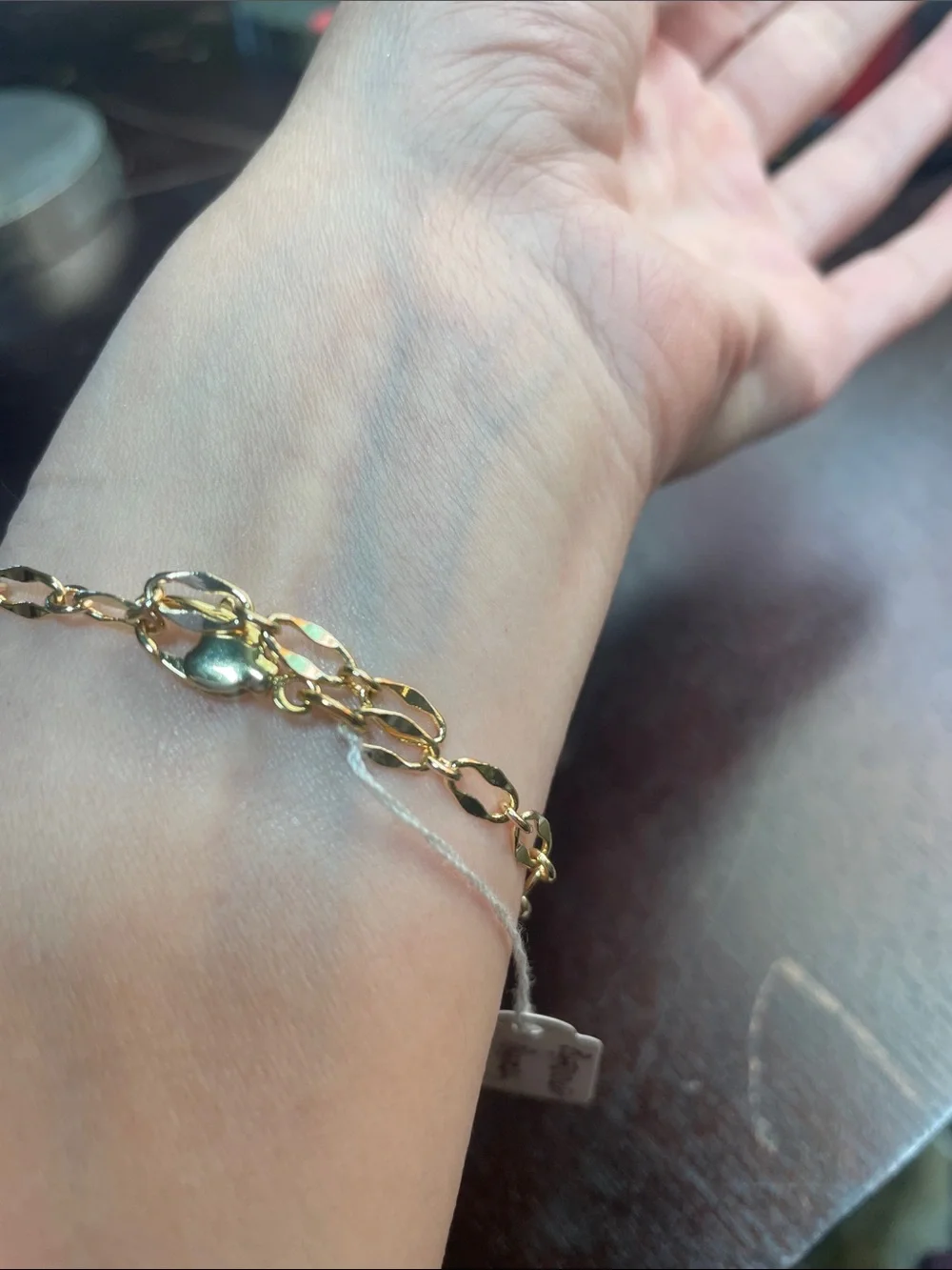 Baroque Pearl Link Bracelet in Multi-Tone Pearlescent with Gold plated chain